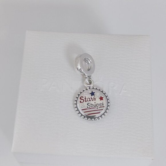 Pandora Stars & Stripes Dangle Charm, Red, White, & Blue Enamel Exclusive Charm - Picture 3 of 10